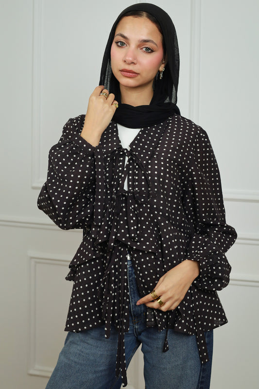 Dotted Tie Blouse