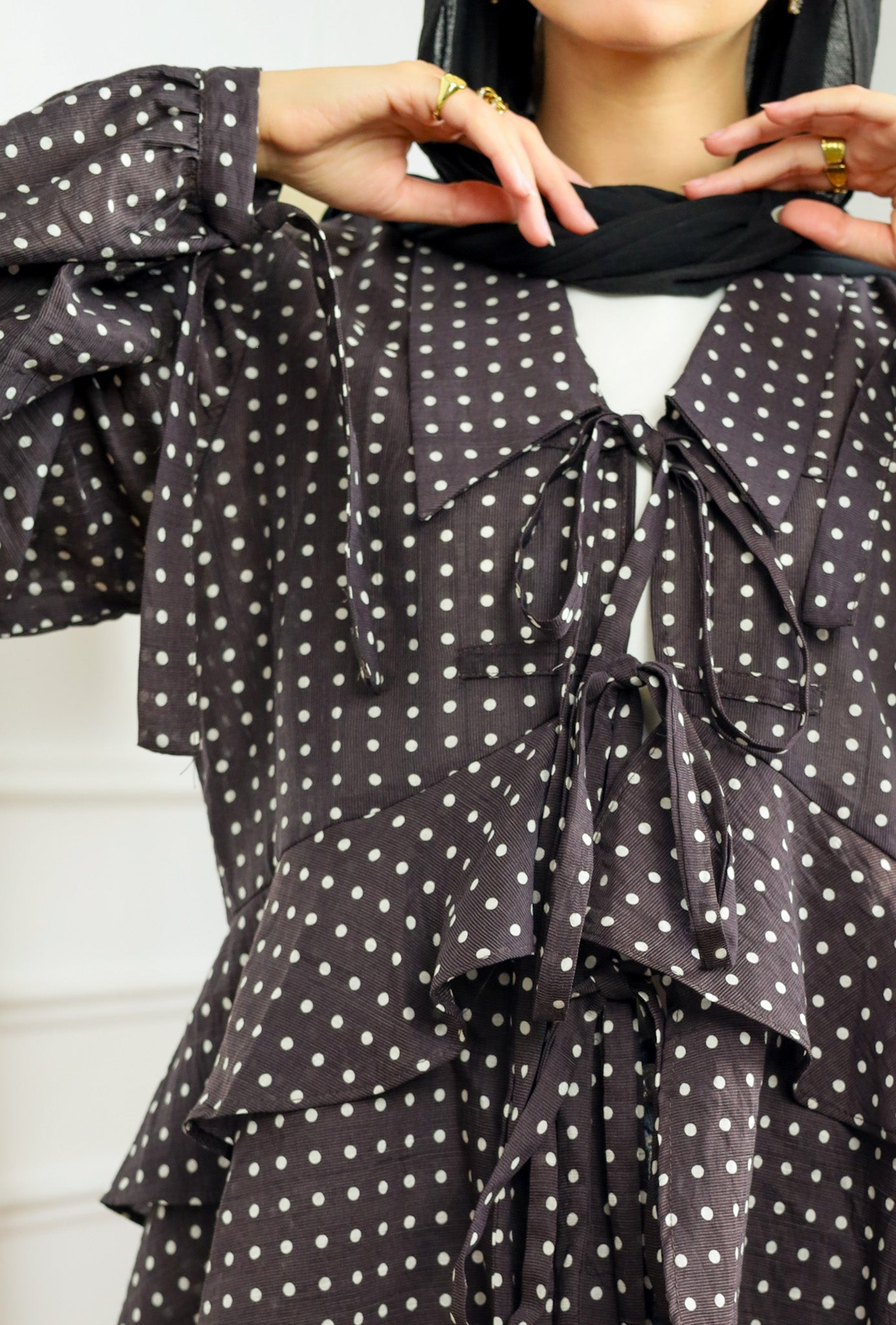Dotted Tie Blouse