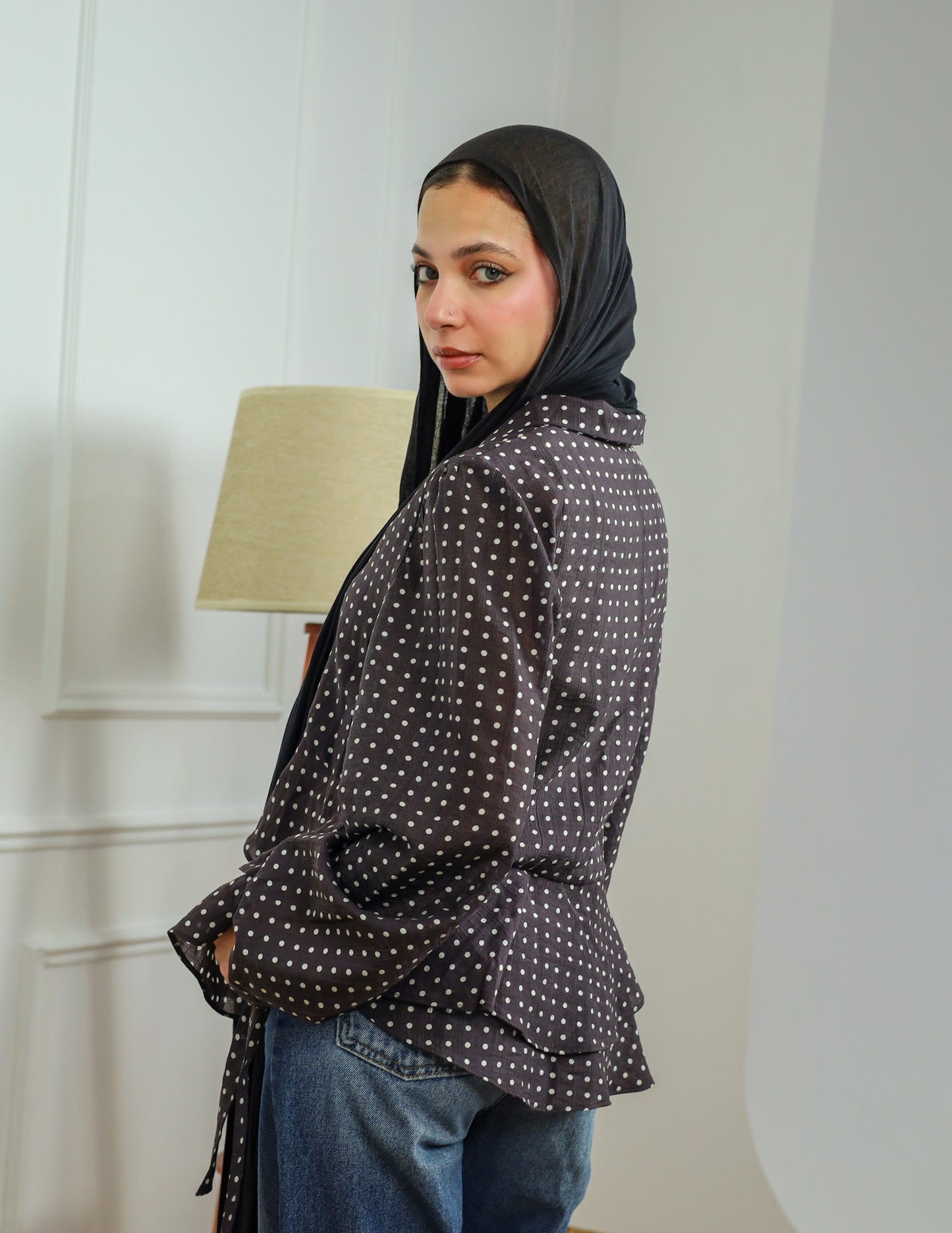 Dotted Tie Blouse