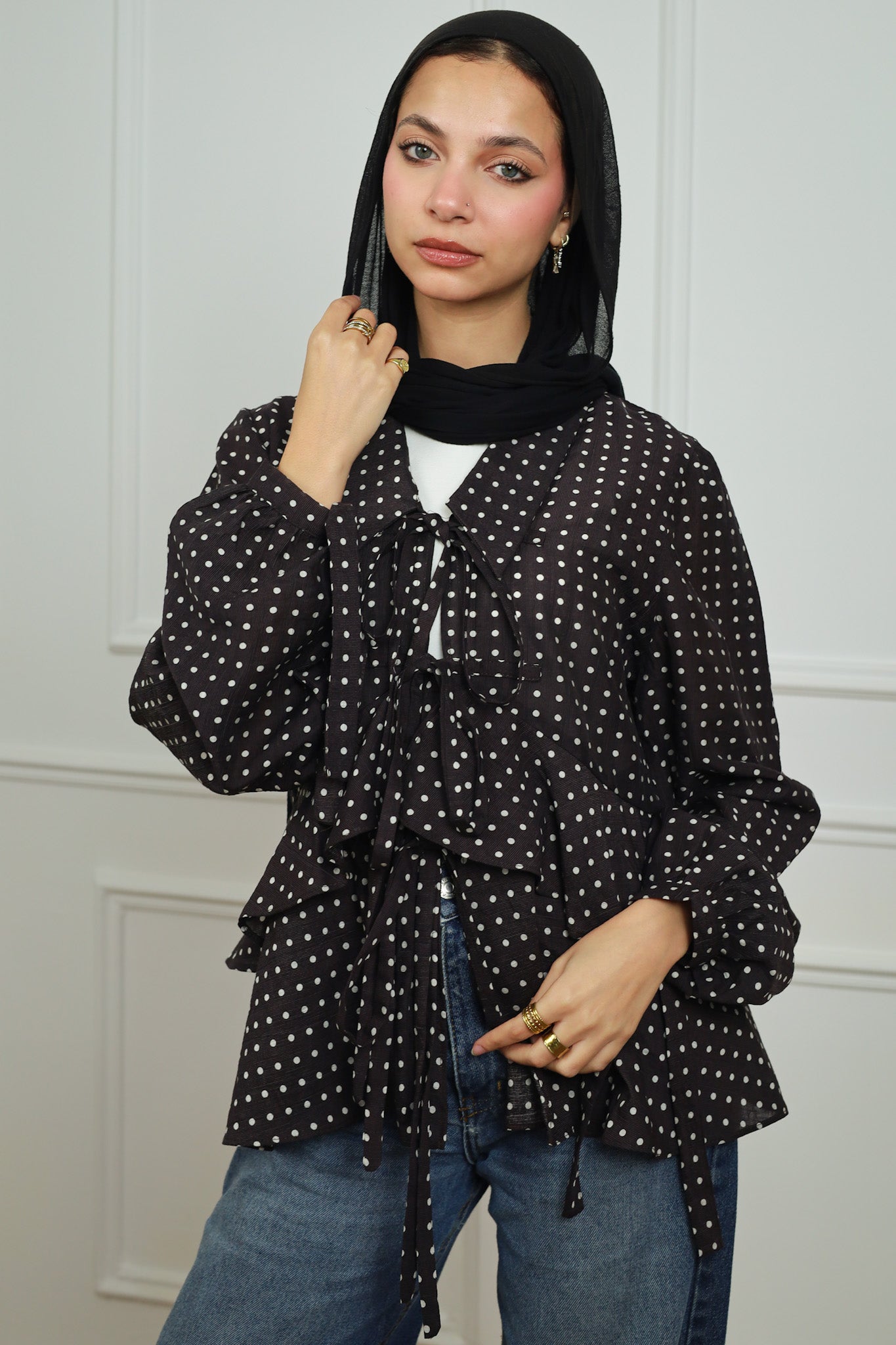 Dotted Tie Blouse
