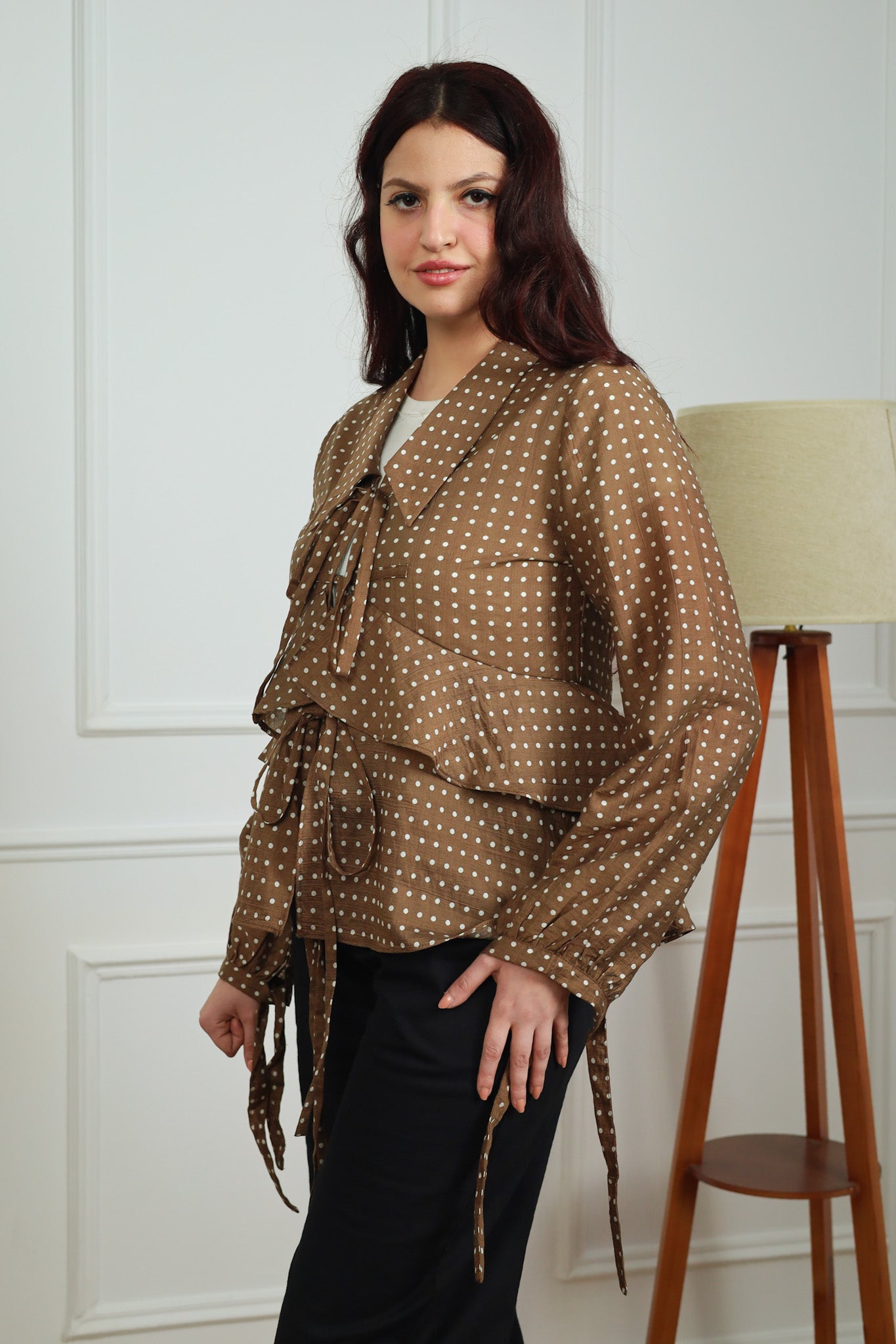 Dotted Tie Blouse