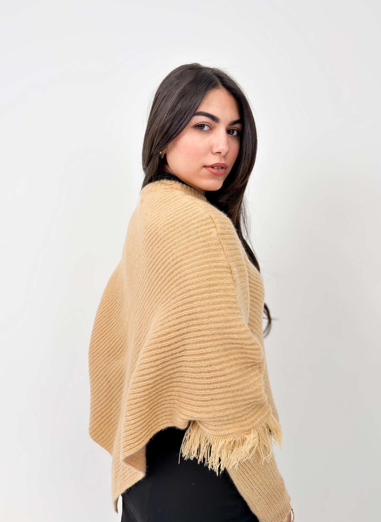 Asymmetric Knit Poncho