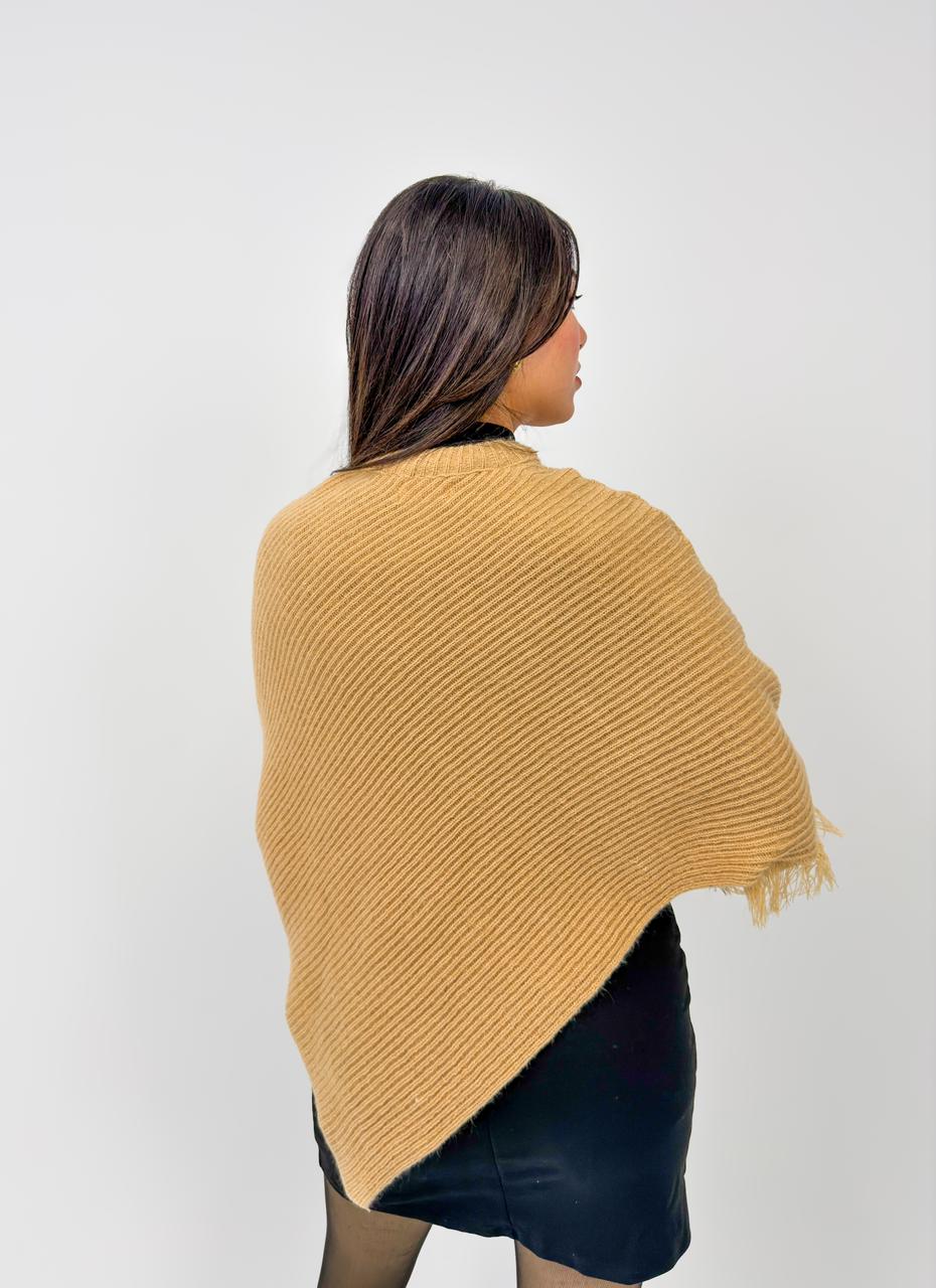 Asymmetric Knit Poncho