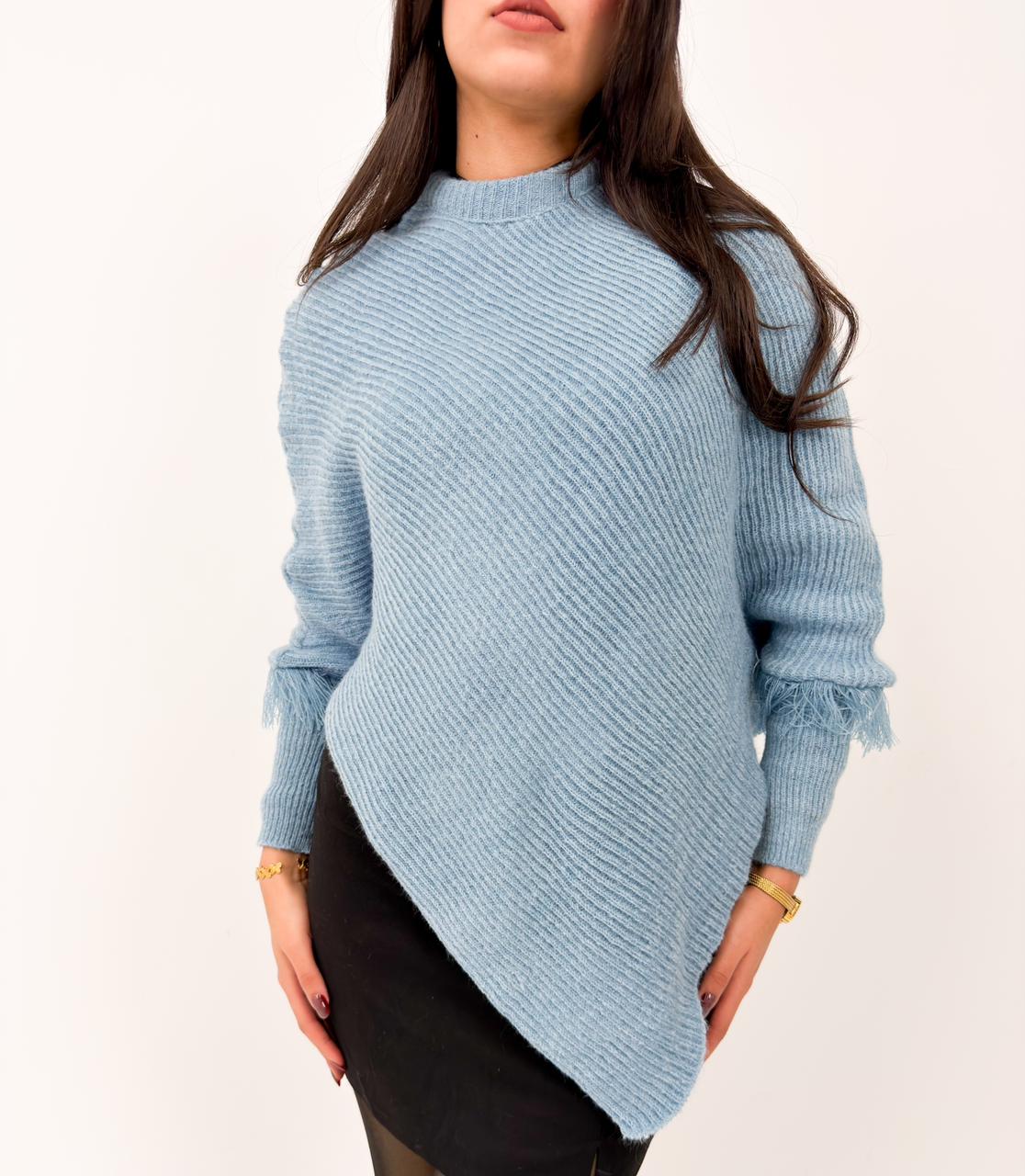 Asymmetric Knit Poncho
