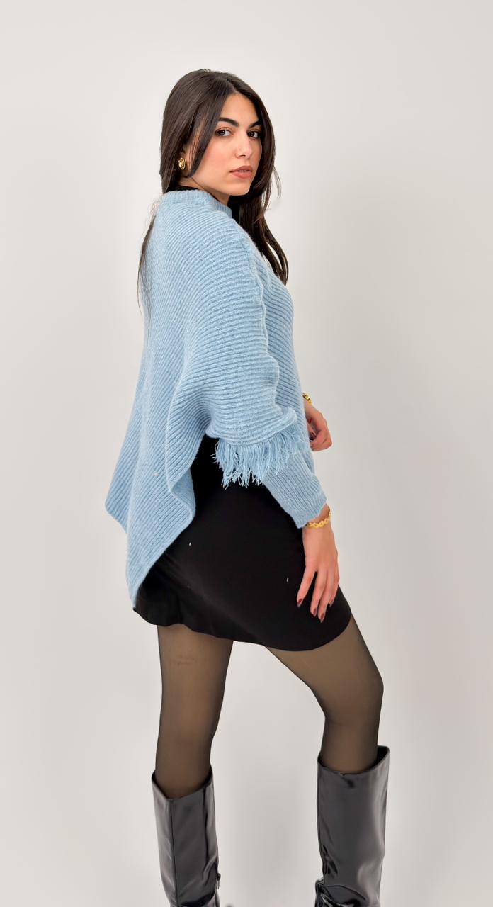 Asymmetric Knit Poncho