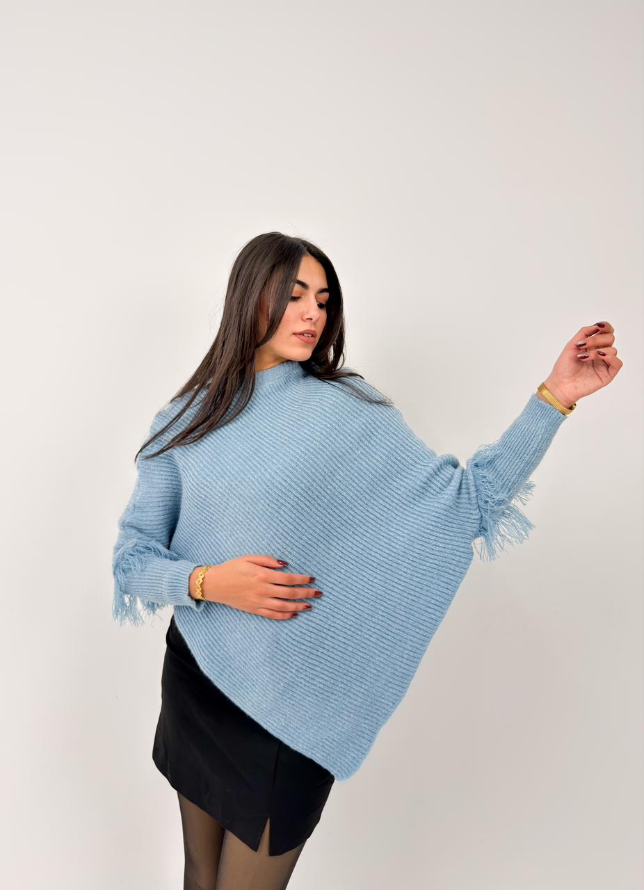 Asymmetric Knit Poncho