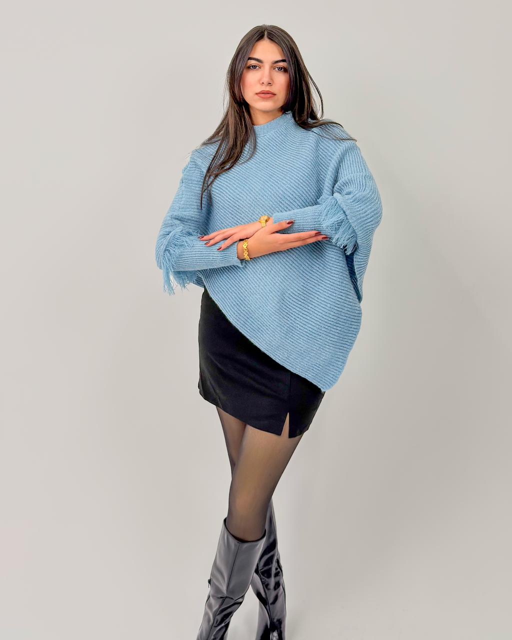 Asymmetric Knit Poncho